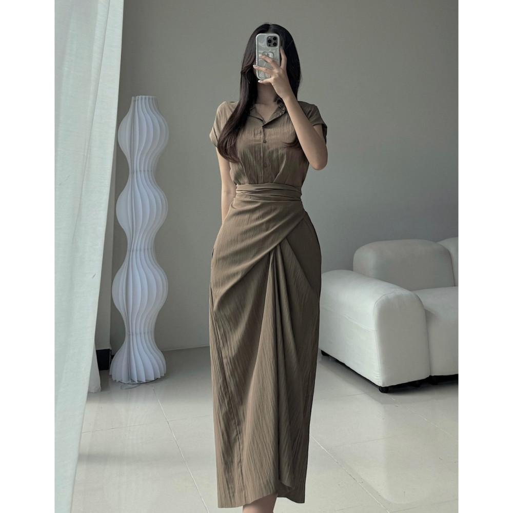 (~8/19 할인가적용) 메르 셔츠 랩 원피스 (3color)