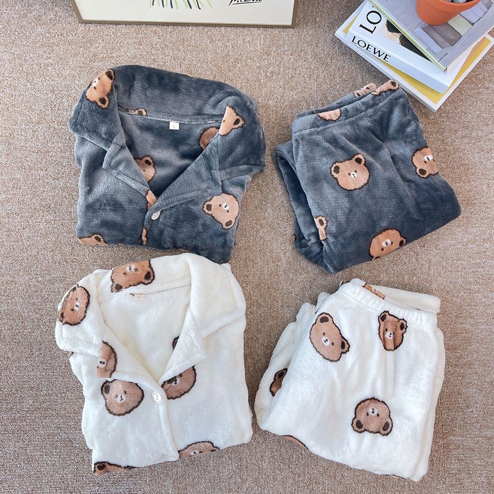 곰돌이 베어 테드 캐릭터 극세사 커플 수면 잠옷 빅사이즈 가능 파자마 세트