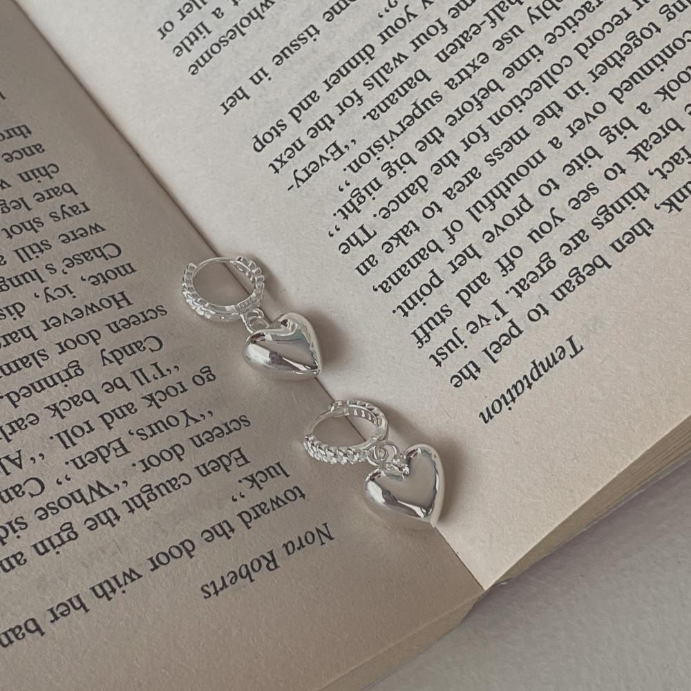 925실버 귀여운 하트 펜던트 원터치귀걸이