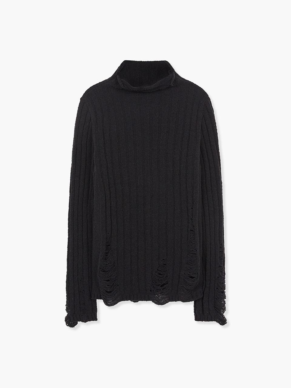 RIBBED TURTLENECK PULLOVER_black