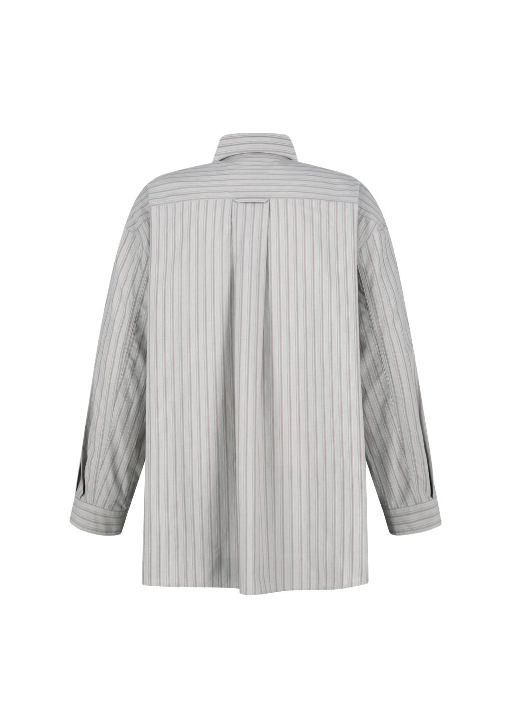 stripe shirring oversized shirts, grey