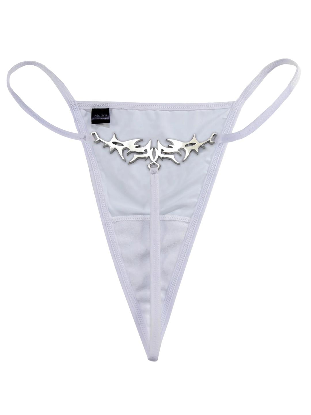 Tribal tattoo Thong | White - XS