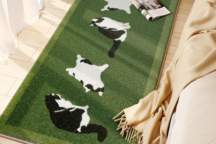 [해외] 고양이 잔디 포인트 러그 침실 단모 워셔블 2colors