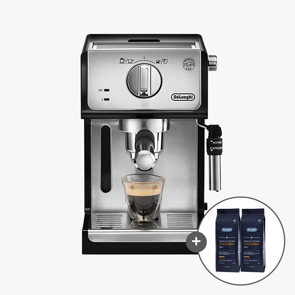 [3%쿠폰+한정기획] 드롱기 반자동 에스프레소 커피머신 ECP35.31+프리미엄원두2팩