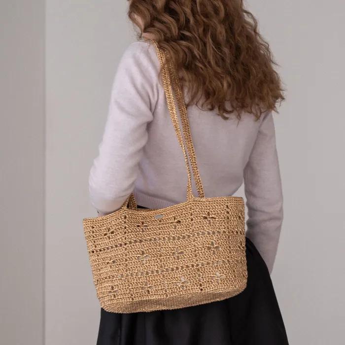 No.183 / Metallic Crochet Big Shoulder Bag _ 골드 (니트 크로쉐 숄더백)
