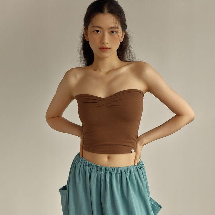 Pintuck Tube Top (Brown)