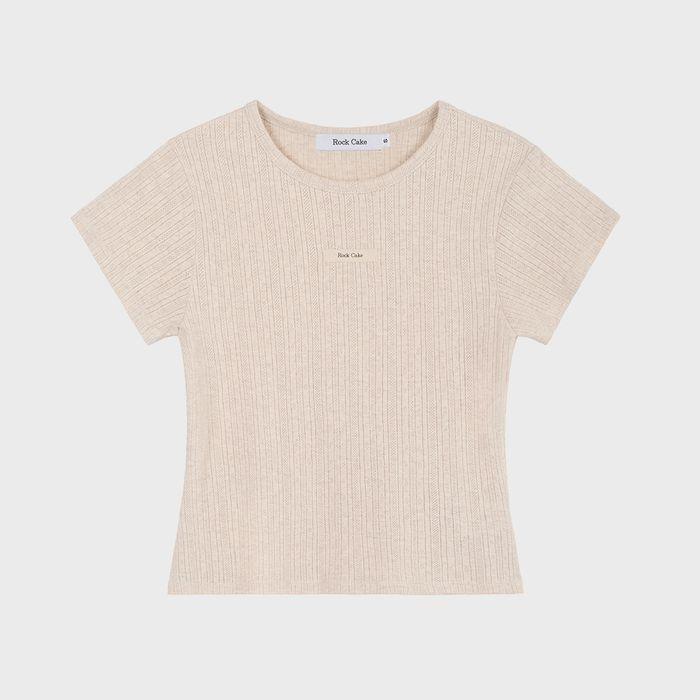 Beige Label Punching Top - Oatmeal