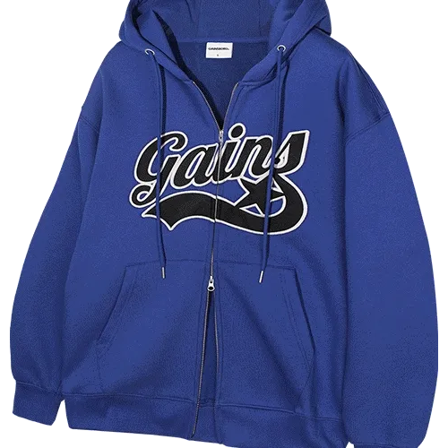 아플리케 스타로고 후드집업 코발트