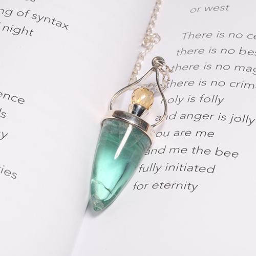 플루라이트+황수정원추형 은 펜듈럼