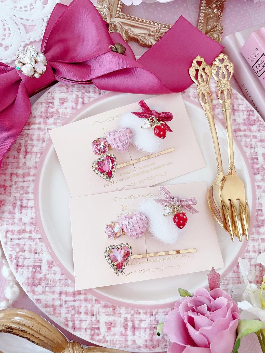 Heart bijou ribbon hair lip set | Mirana powered by BASE