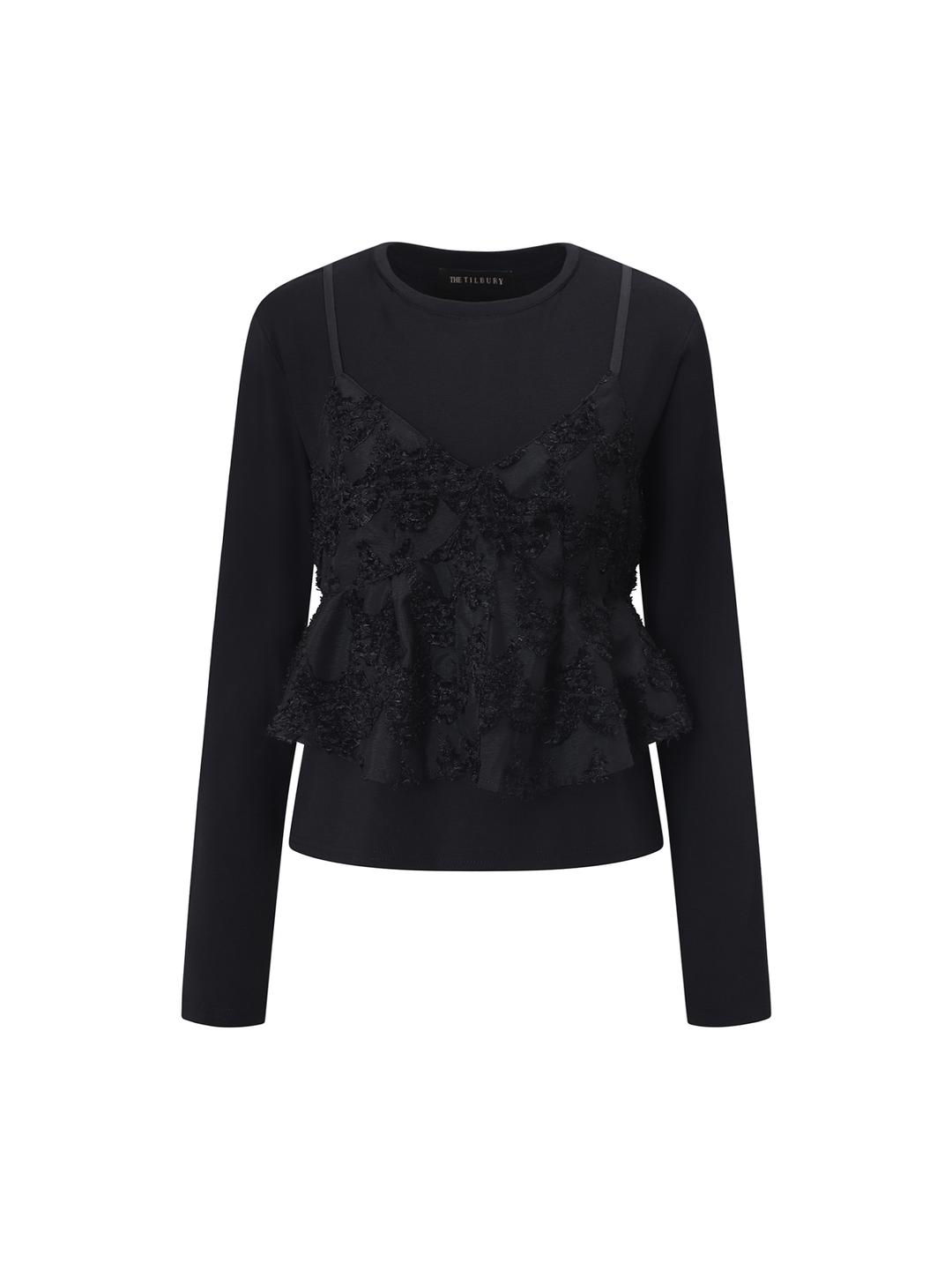 더틸버리 뷔스티에 레이어드 롱 슬리브 티셔츠 (BLACK) TR9N0TS02W