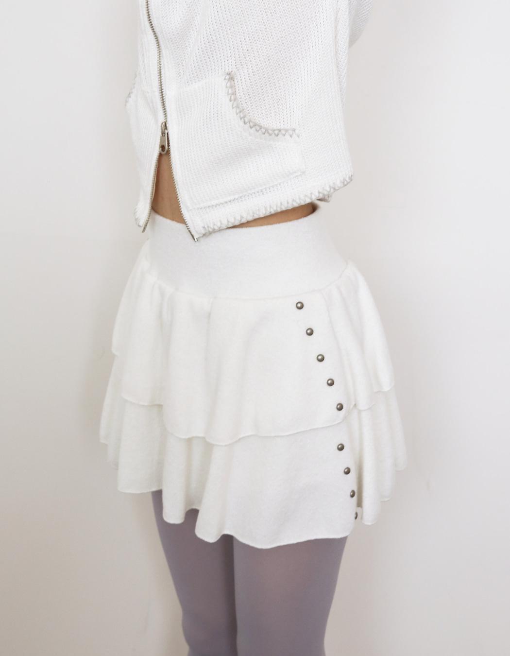 STUDDED HIDDEN POCKET SHORTS SKIRT, IVORY