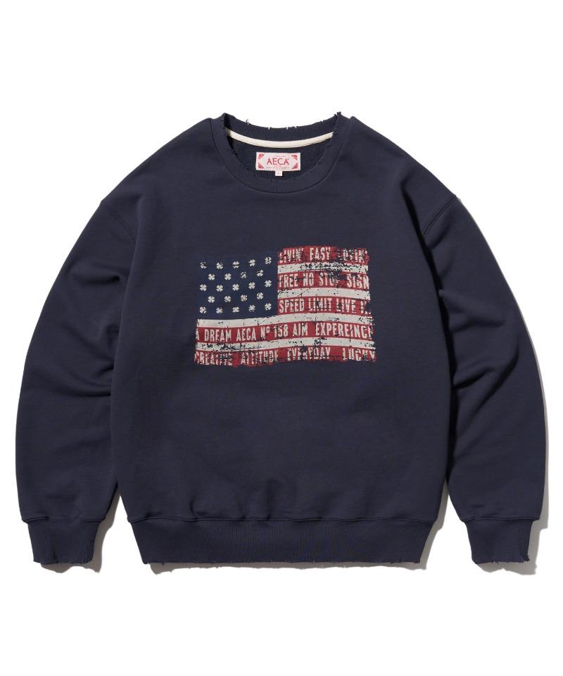 EASY & FREE FLAG SWEAT SHIRTS-NAVY