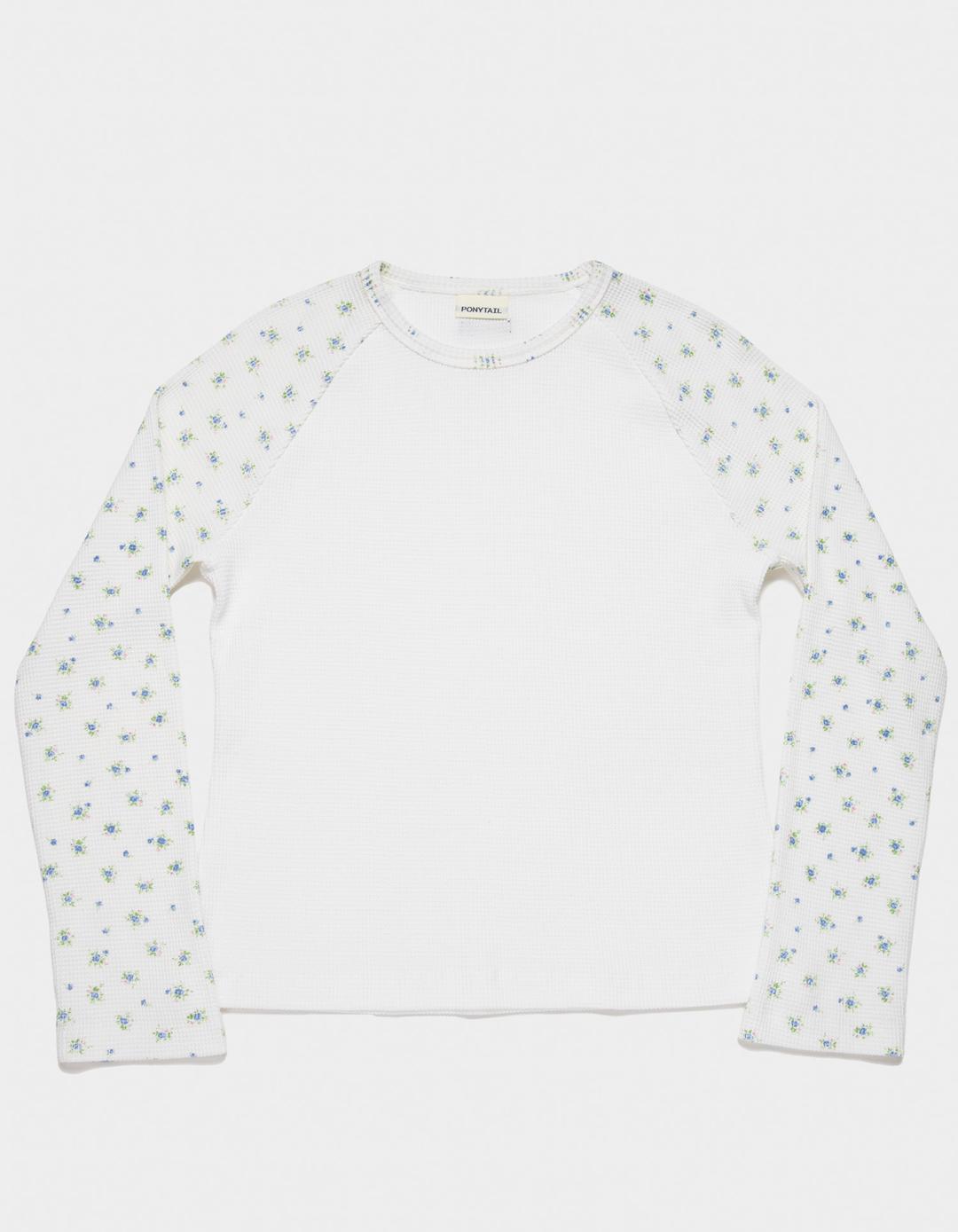[3/27 예약 배송] Joy Raglan Waffle T-Shirts (Blue Flower)