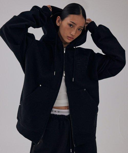 TMB Square Logo Sweat Hoodie Zip-up [ Black ]
