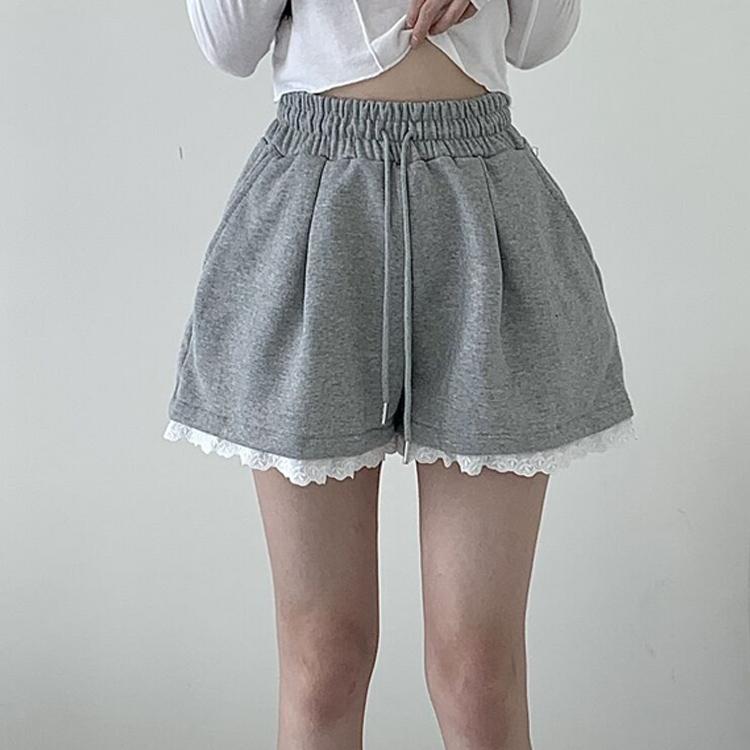 샤인글램 (당일출고) 밴딩 쭈리 루즈핏 핀턱 레이스 숏 4부 3부 핫팬츠 트레이닝 추리닝 팬츠 숏팬츠 반바지 3color