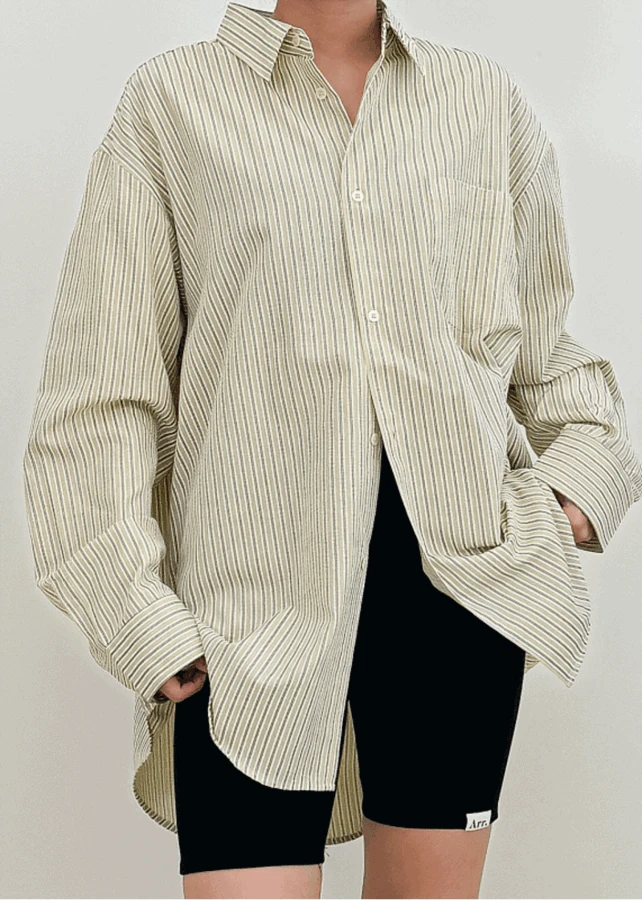 녹턴 오버핏 스트라이프 남방 셔츠