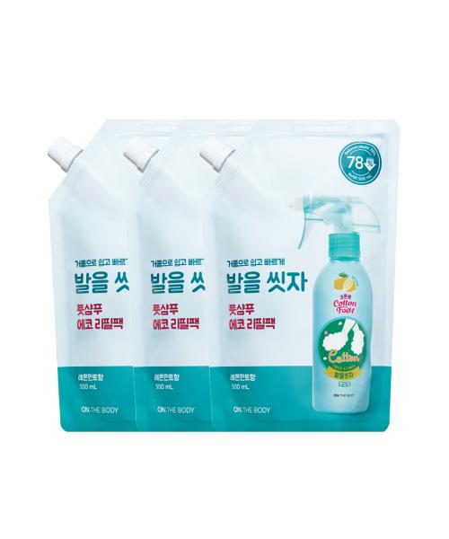 코튼풋 발을씻자 풋샴푸 리필 레몬 500ml 3개