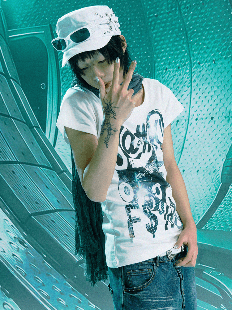 PAIKI F@#K Printing Slim Fit Short Sleeve