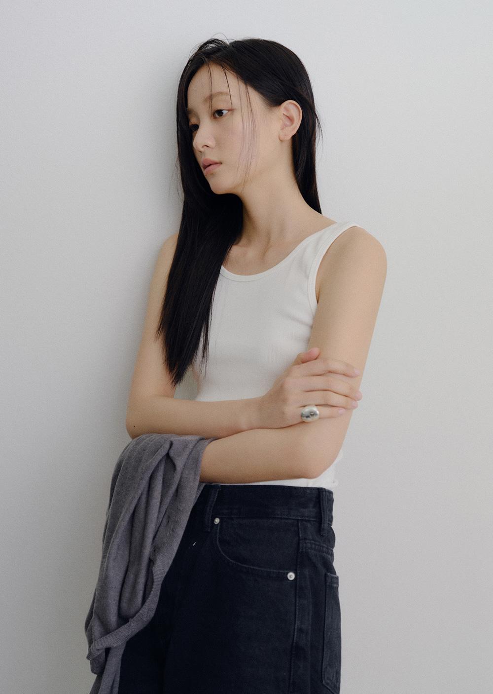 ribbed back sleeveless (3color)