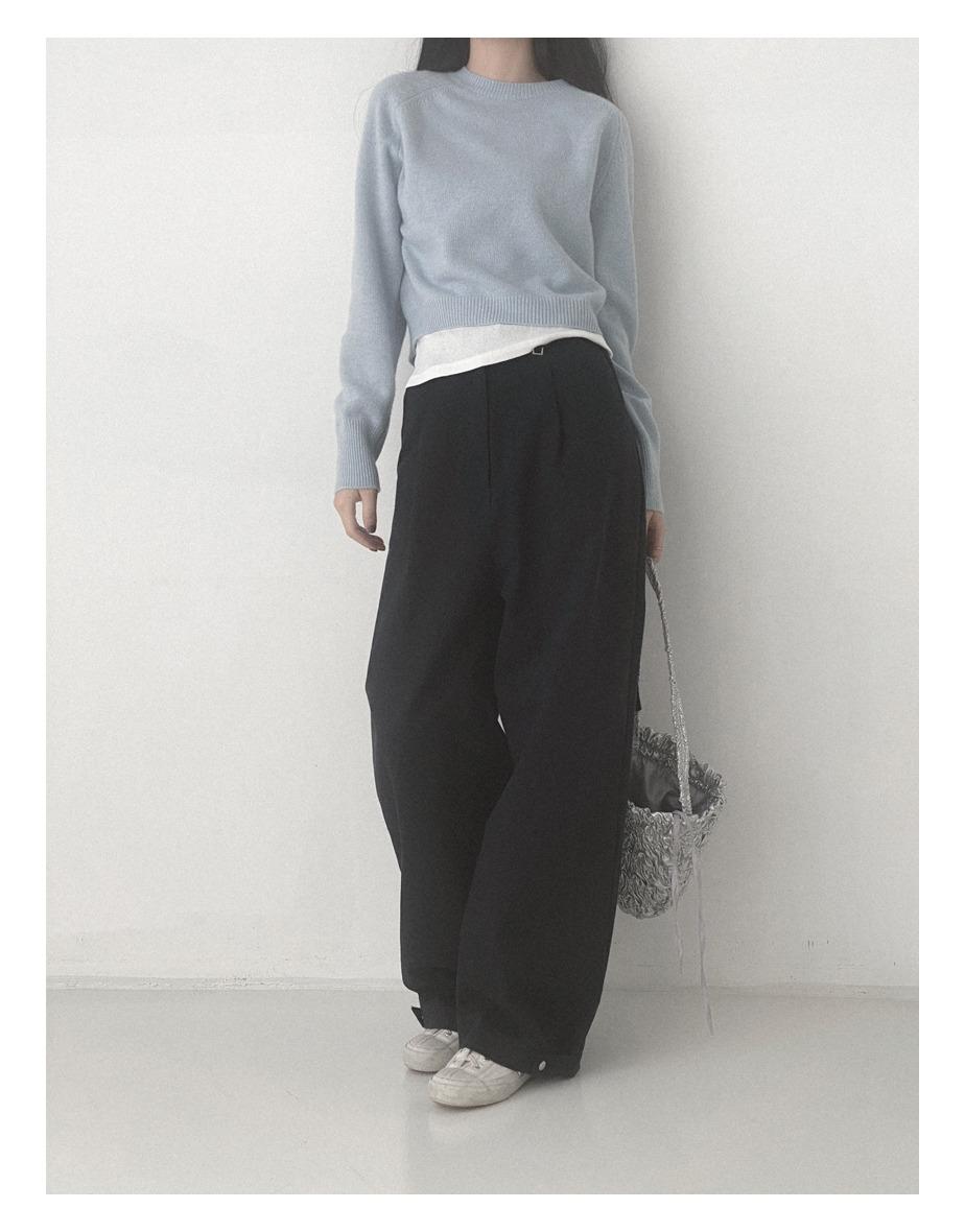 [Belt-set] 컬러 스냅 팬츠 [네이비]