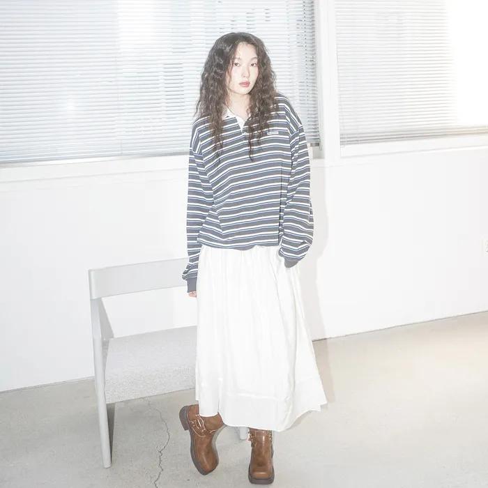 FF STRIPE RUGBY SWEATSHIRT(CHARCOAL)