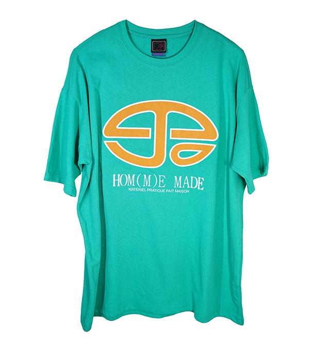 MPQ original logo over fit tee (cyan/orange)