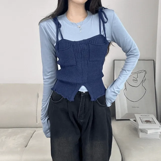 NB584 - 하늘긴티 + 파랑민소매 세트