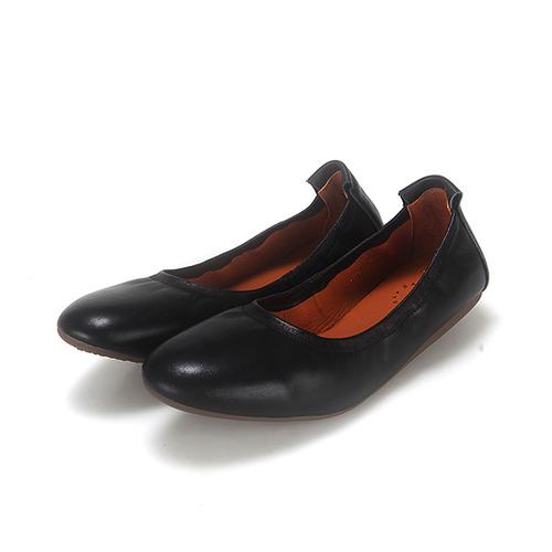 바바라 소가죽 라운드토 여성플랫 1cm_AAG541BK
