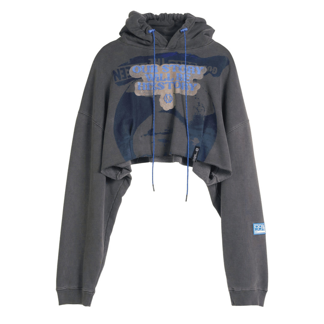 'OUR STORY WILL BE H1%STORY\' WASHED HOODIE (HAND MADE CUSTOM)