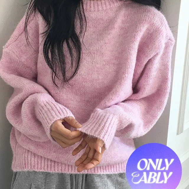 [MD픽/2천장 판매/5col🧶] 코모 울 보카시 파스텔 도톰 루즈핏 라운드 니트