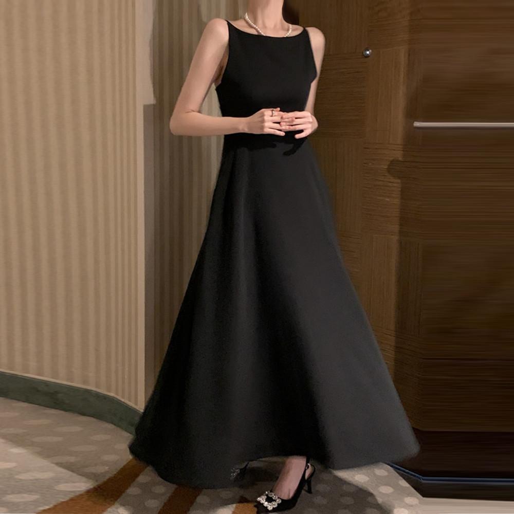 보트넥 블랙롱원피스 웨딩촬영블랙드레스 연주회