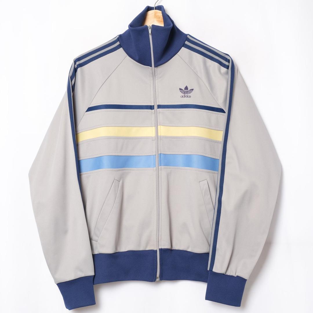 70-80s Vintage adidas Ventex Track Jacket Model First Gray×Navy×Yellow×Light Blue(Made in France)