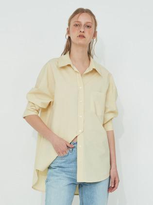REGULAR-FIT ORGANIC FABRIC SHIRTS_LIGHT YELLOW
