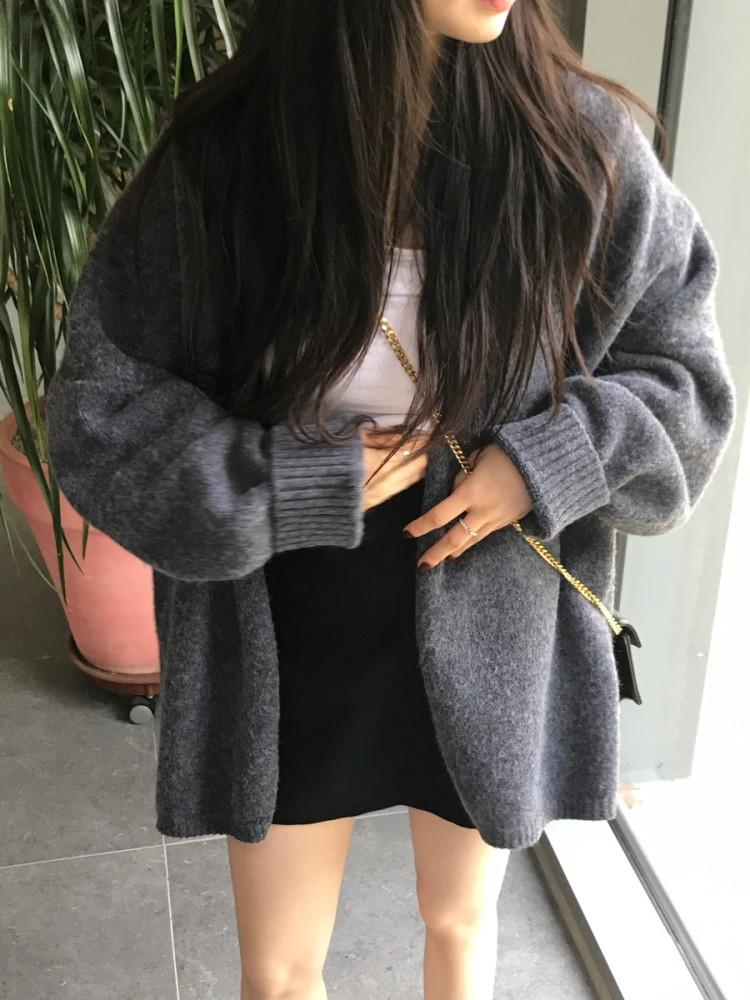 여성 오버핏 가디건 울 루즈핏 롱가디건 빅사이즈 겨울 폭닥가디건