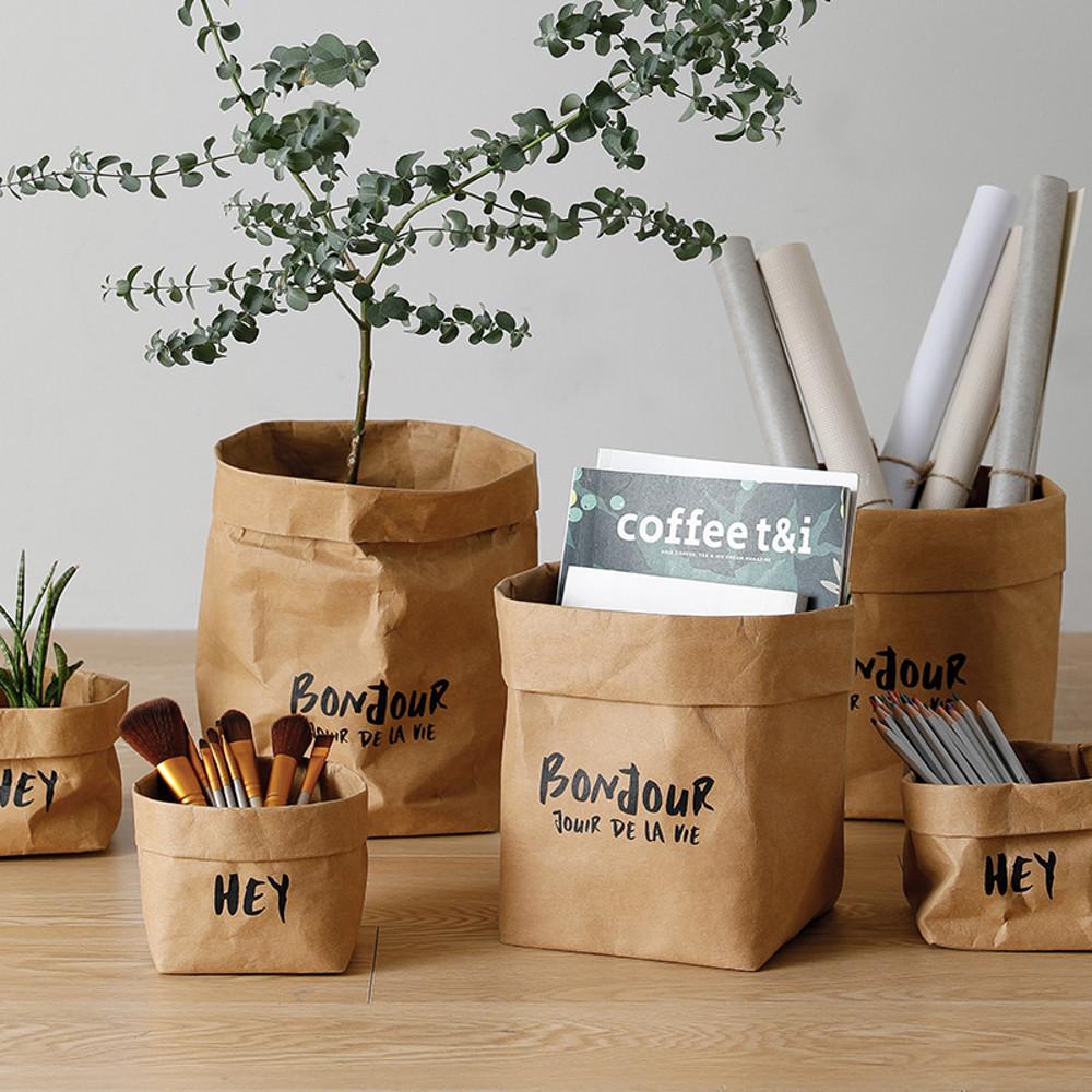 친환경 페이퍼 백 소품 정리 바구니 화분 커버 피크닉 간식 캠핑 카페 용품