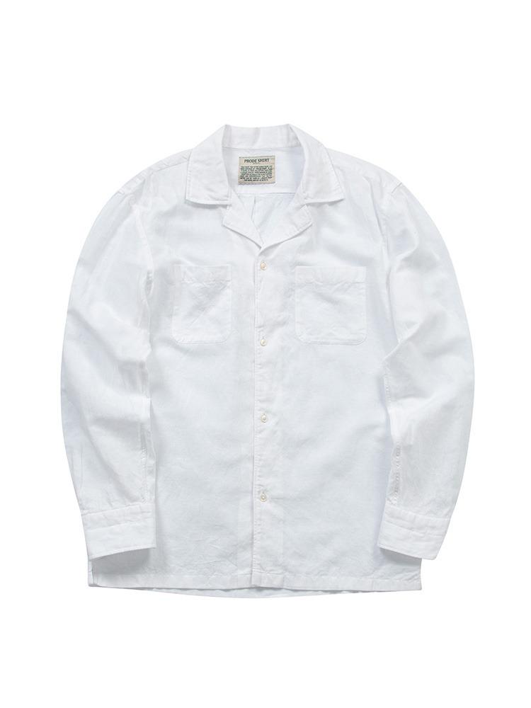 쿠반 오픈카라 린넨 셔츠 (화이트)