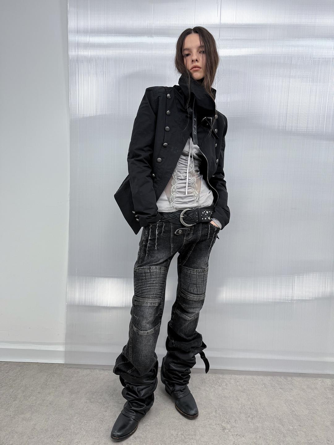 Double Punch Straight low-rise casual jeans