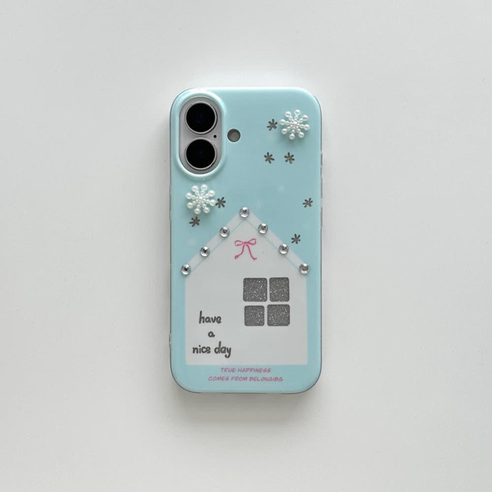 수심 Frosty House Case 프로스티 하우스 케이스 아이폰 16 겨울 눈꽃 별