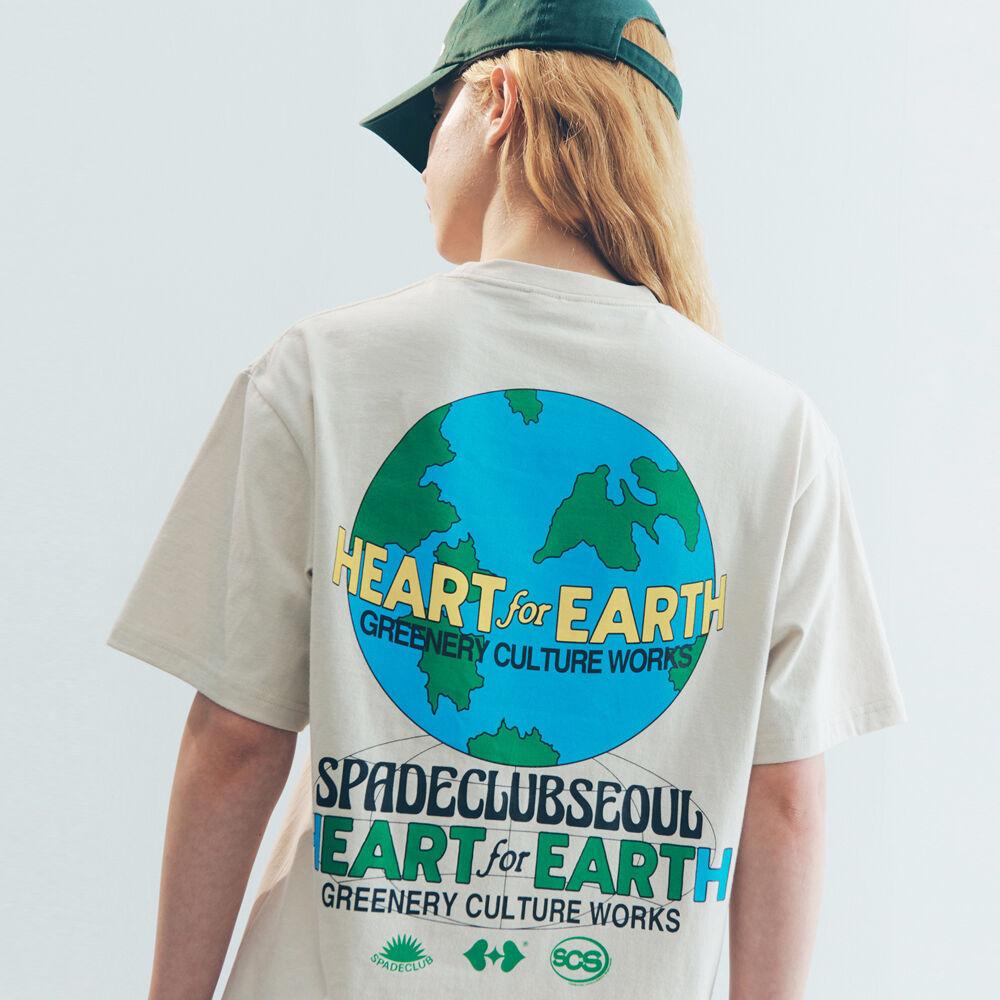 Heart for Earth T-shirt - Beige 하트포어스 티셔츠 SETS3E400I2
