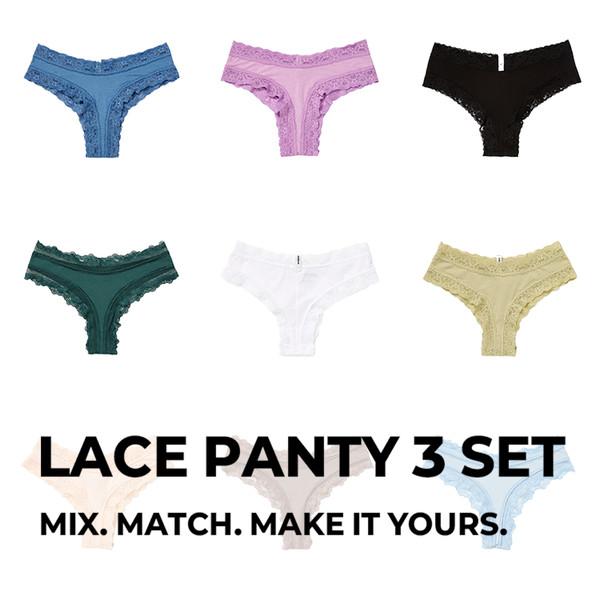 Lace Cheeky Panty 3 Set
