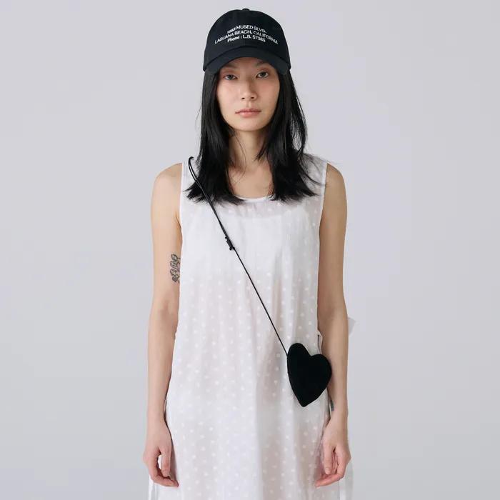 Mused Real Suede Heart Bag - Black