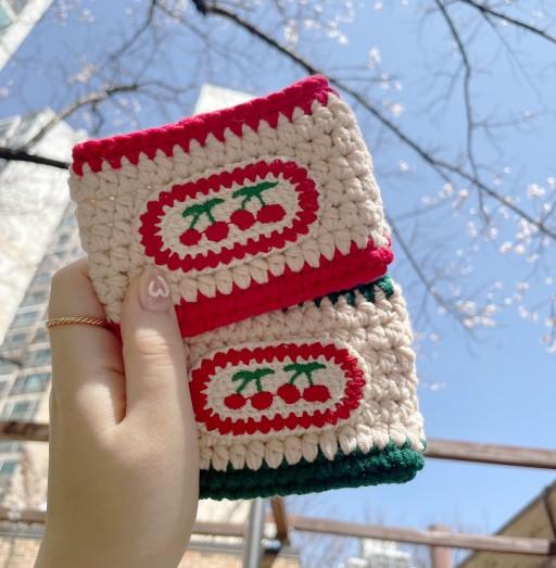 ✨신상 할인✨ 🍒체리 뜨개 카드지갑🍒
