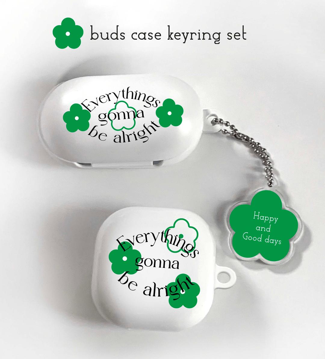 버즈케이스 키링세트 그린 명언 꽃그림 원형 플라워 차키 열쇠고리 블랙 삼성갤럭시 버즈라이브 프로케이스 귀여운 디자인 블랙화이트 유니크 그림케이스