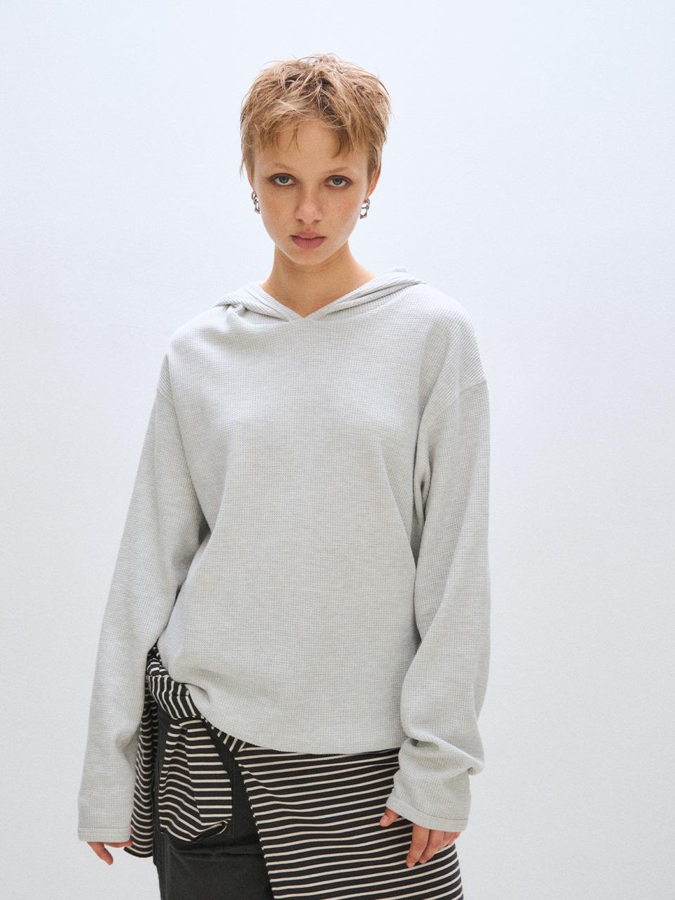 [PLZPROJECT]WAFFLE HOOD, MELANGE