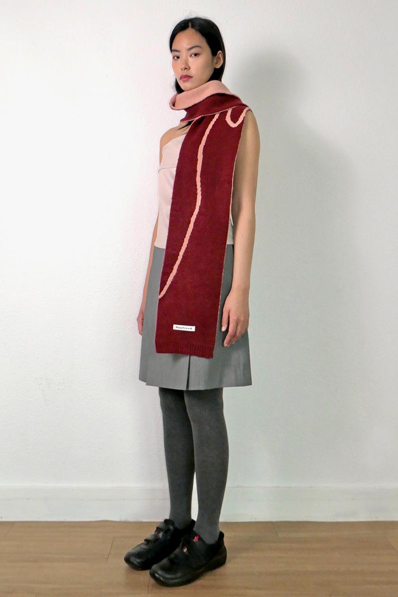RIBBON JACQUARD REVERSIBLE MUFFLER - RED