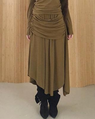 eve shirring drap skirt (2color)