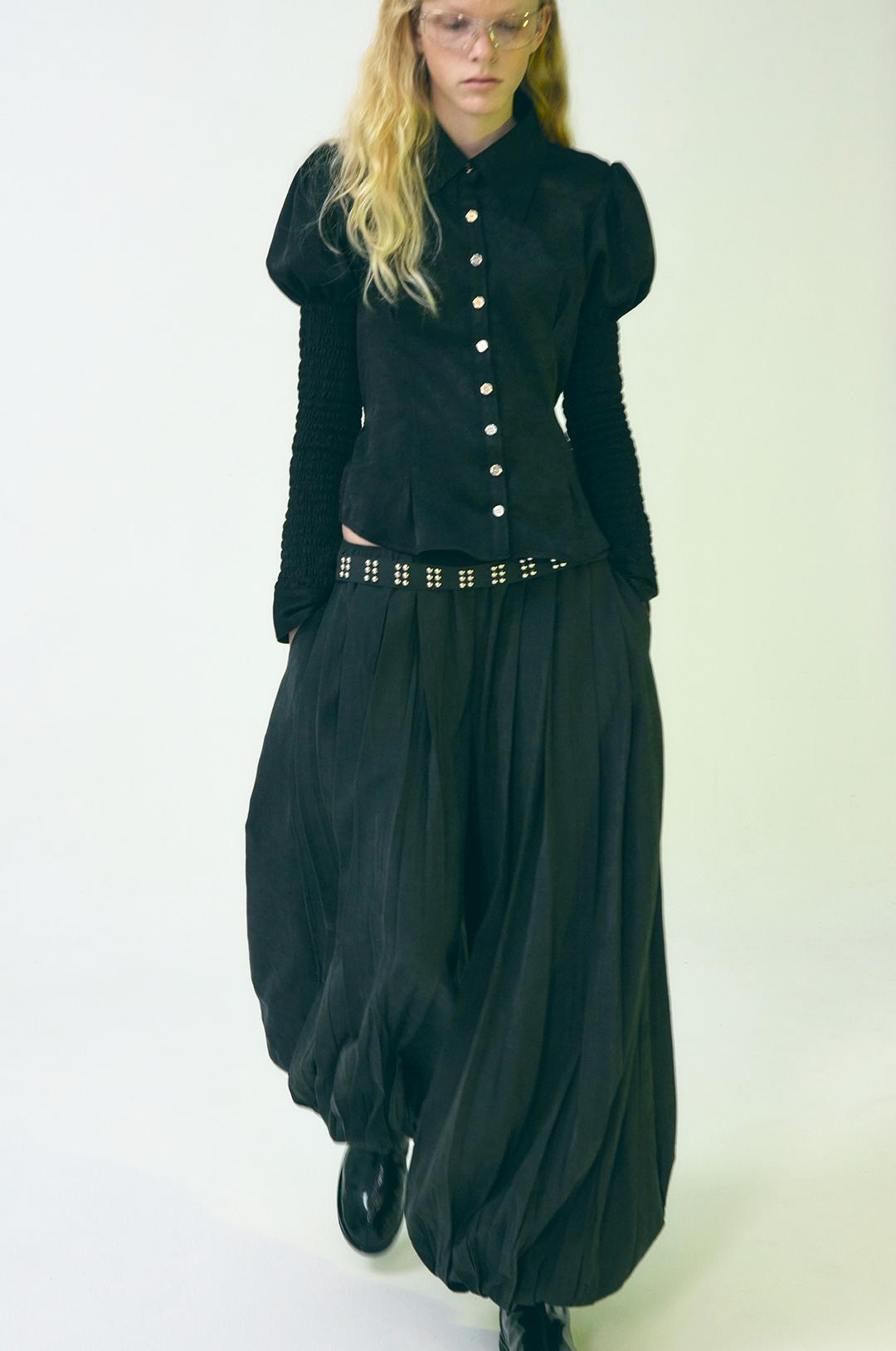 G_STUDDED BELT BALLOON PANTS / BLACK