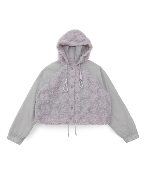 lace crop hood (gray+pink)