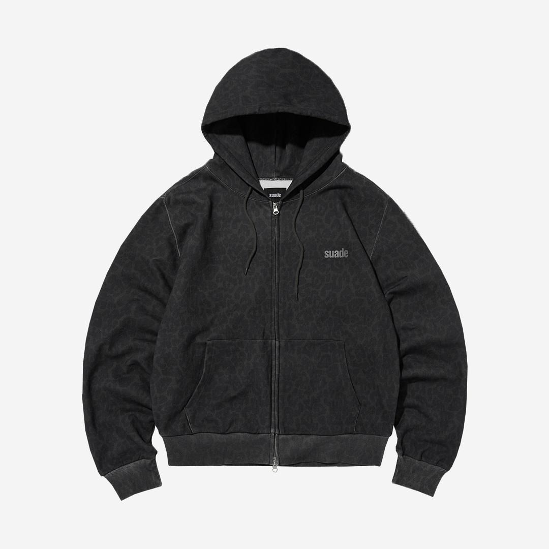 Suade Dark Leopard Hood Zip Up Leopard